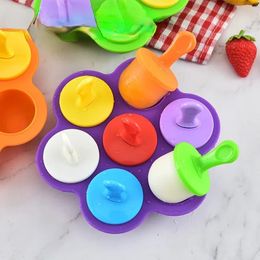 2024 Hot 7 holte Siliconen Mini Ice Pops Schimmel Ice Cream Maker Popsollices Mallen Baby Diy Food Supplement Tool Moldes de Silicona - voor -