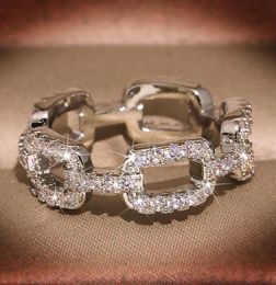 2024 Anillos de banda de diseñador de marca de moda caliente para mujeres Anillo de cristal brillante de plata Joyería de boda con CZ Bling Diamond Stone
