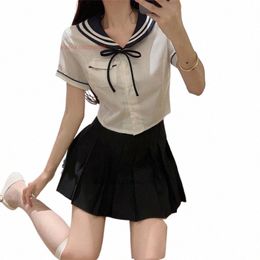 Conjunto diario de dos piezas de uniforme jk para chica, traje escolar de estilo japonés coreano, Falda plisada de cintura alta y cadera, 2024 #9211