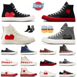 2024 Hot Hoge Vintage Commes Des Garcons X 1970S Mode Casual Canvas Schoenen Dames Heren All Star Classic 70 Chucks Taylors Lage Multi-Heart Chaussures Platte Sneakers aaa+