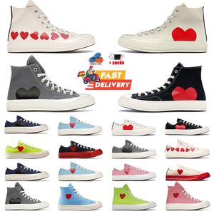 2024 Hot High Vintage Comme Des Garcons X 1970s Toile Chaussures Designer Femmes Hommes All Star Classic 70 Chucks Taylors Low Multi-Heart Flat Trainers Sports Sneakers