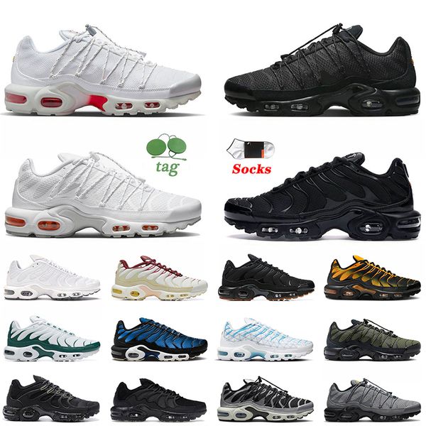 2024 HOT ARTICLESL TN TNS Chaussures de course extérieures hommes Femmes Pink Atlanta Triple Black Olive Réflective Clean White Unity Blue Hyper Jade Platform Trainers Sneakers TNPULS