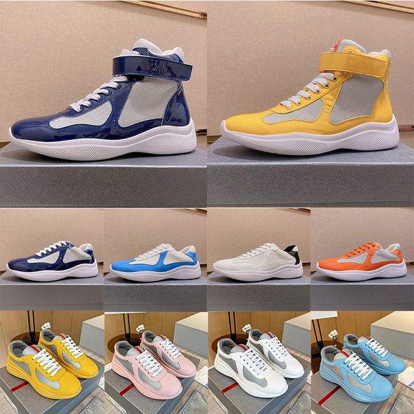 2024 Hot Luxury Americas Cup Soft Caoutchouc Tissu Sneaker Designer Hommes Chaussures Casual Cuir Verni Noir Rose Rouge Baskets Basses Mesh America Pour Hommes Baskets