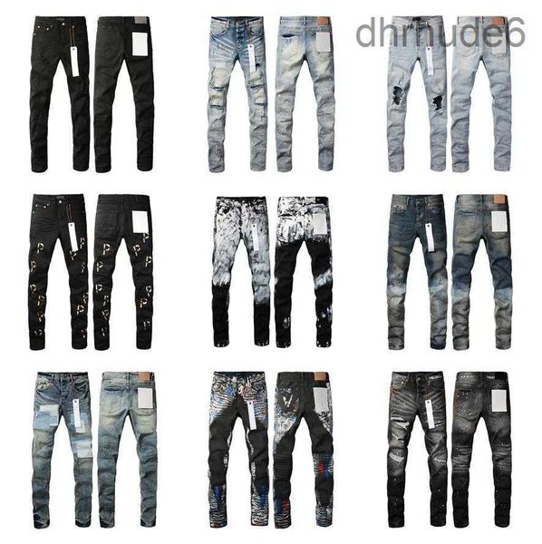 2024 Hot Mens Purple Jeans Diseñador Pantalones largos apilados Ksubi Ripped High Street b r a n d Patch Hole Straight Fashion Streetwear Silm XB8C