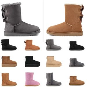 2024 Hot OG Australië Australië Outdoor Winter Sneeuw Ultra Mini Platform Boot Designer Dames Laarzen Bont Pluizige Lederen Enkellaarsjes Kastanje Zwart Roze Loafers Schoenen