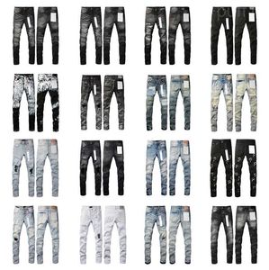 2024 Hot Paarse Jeans Designer Heren Jean Ksubi Ripped High Street Bh Nd Patch Hole Denim Rechte Mode streetwear Silm CU61