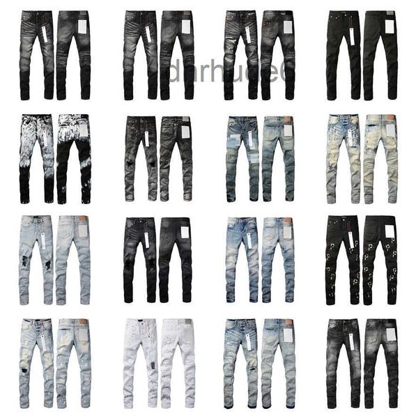 2024 Hot Purple Jeans Designer Hommes Jean Ksubi Ripped High Street Bra Nd Patch Hole Denim Droite Mode Streetwear Silm 2D76