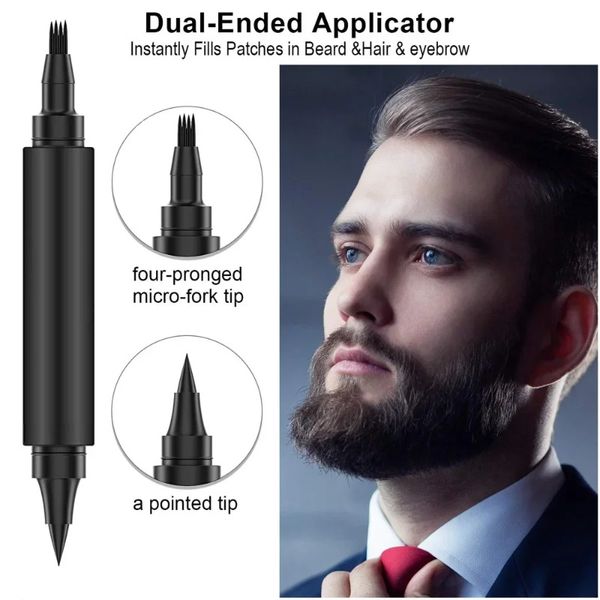2024 Vente chaude barbe remplissage Kit de stylo Brusque Brusque Brosse barbe coloriage outils de mise en forme imperméable Brun noir crayon homme cosmétique