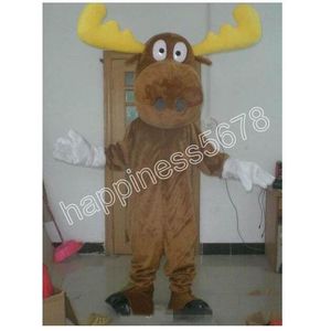 2024 Vente chaude Costumes de mascotte d'orignal brun Personnage de dessin animé Costume Carnaval Adultes Taille Halloween Fête de Noël Costumes de carnaval