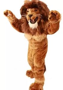 2024 Vente chaude Costume de mascotte de lion convivial Taille adulte Animal Animal Male Lion King Carnival Party