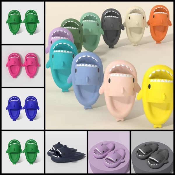 2024 Venta caliente Hombres Mujeres Zapatillas Shark Slide Sandalias Inicio Zapatos de playa al aire libre Zapatillas de baño de dibujos animados Antideslizante Suave Calidad superior 36-47