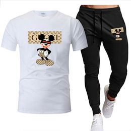 2024 Hot Sale Mens Tracksuits Summer Mens Suit Cotton Top Short Sleeve T-shirt + Pants Casual Sports Breathable Daily Street Photo Men Jogging Women the Same Clothing