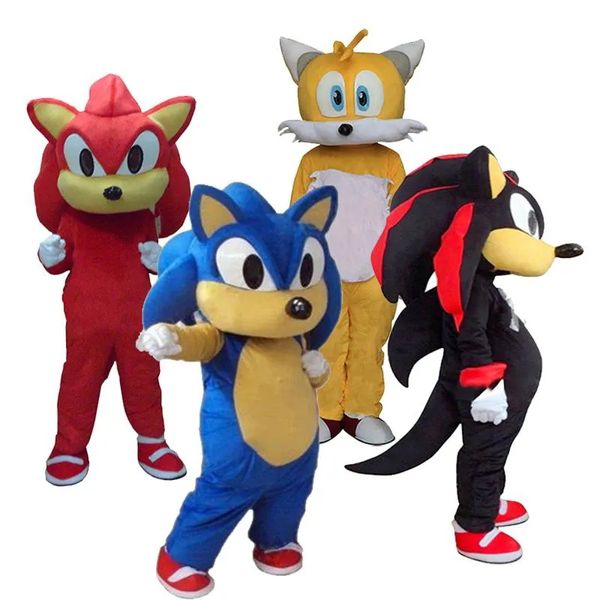 2024 Venta caliente Hot Sonic y Miles Tails Mascot Disfraz de fiesta elegante Carnaval Disfraz