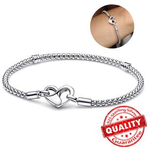 Chaîne cloutée en argent Sterling pour Moments, breloque de marque, perles, Bracelet serpent, bricolage, bijoux cadeau pour femmes, offre spéciale, 2024