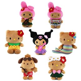 2024 Vente chaude en gros nouvelle poupée Kawaii Kuromi My Melody Hawaii Limited poupée de chat en cuir noir filles anniversaire cadeau de la Saint-Valentin