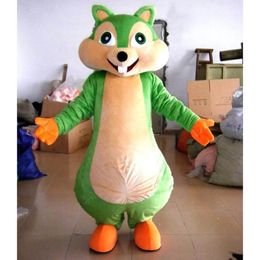 2024 Hot Sales Green Squirrel Mascot Kostuumpak Halloween Party Game Dress Outfit Performance Activity Sales Promotie