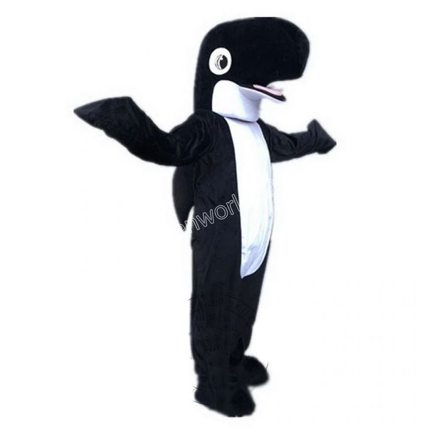 2024 Vente chaude Halloween Black Shark Dolphin Mascot Costume Fancy Dishor Carnival Cartoon Thomal Fancy Dressfancy Robe pour hommes femmes