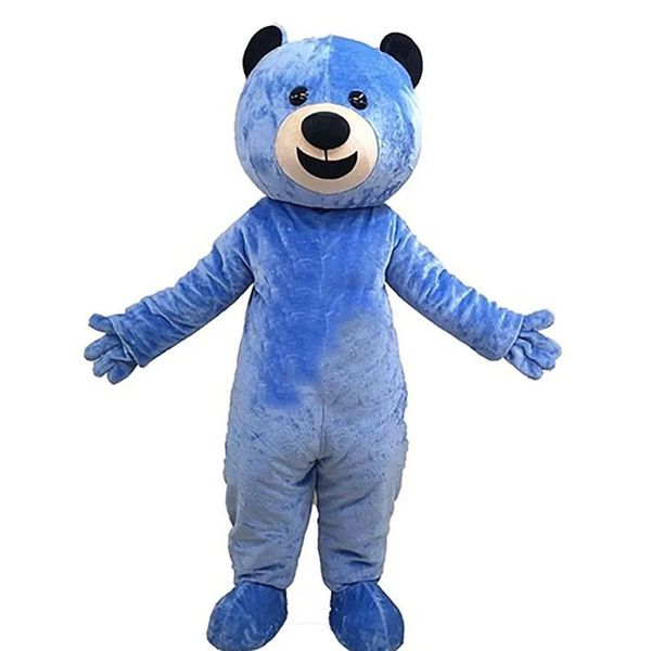 2024 Vente chaude Halloween Blue Bear Mascot Costume Fancy Dishord Carnival Costume Costume personnalisé Costumes de caractère