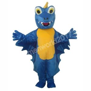 2024 Ventes chaudes Halloween Costume de mascotte de dinosaure bleu Déguisements Carnaval Thème de dessin animé Déguisement Robe fantaisie pour hommes femmes