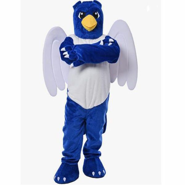 2024 Vente chaude Halloween Blue Eagle avec ailes Costume de mascotte Fancy Dishord Carnival Costume de personnage fantaisie personnalisé Costumes