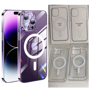 2024 Hot-vente de haute qualité acrylique magnétique Magsofe étui de téléphone transparent antichoc pour iPhone 15 14 13 12 11 Pro Max S22 S23 avec emballage de vente au détail