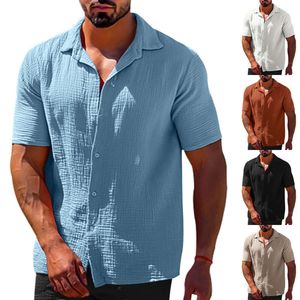 2024 Vendre à chaud Summer Casual Casual Solid Solid Sleeve Button Linge en lin Clothing Men's Clothing M513 32
