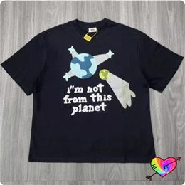 2024 Ik ben niet van deze planeet T-shirt Men Women Gray Broken Planet Market T-shirt Foam Print Tops Space Short Sleeve 240511