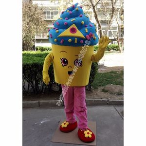 2024 Costume de mascotte de cupcake de crème glacée de haute qualité personnage de thème de dessin animé Carnaval adultes taille fête d'anniversaire de Noël tenue fantaisie