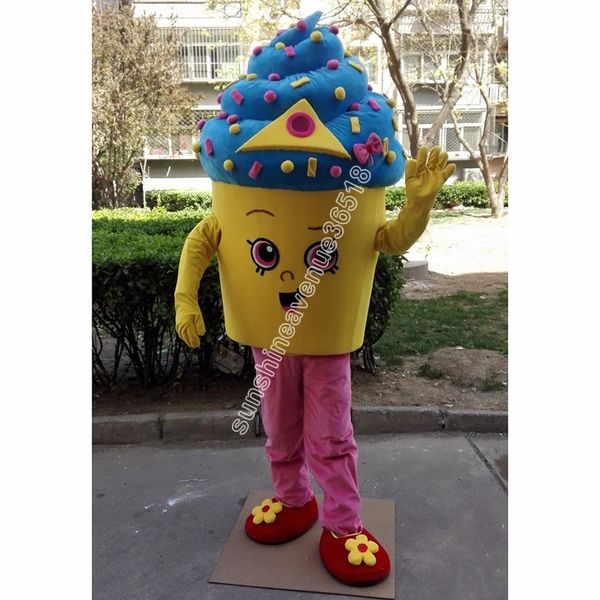 2024 Ice Cream Cupcake Mascot Costume Cartoon de haute qualité personnage du thème Carnival Adults Taille de Noël Fête d'anniversaire