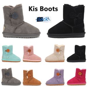 2024 Baby's Kids Mini Boog Peuter Laarzen Meisjes Laarsjes Kinderen Designer Klassieke Winter Sneeuwlaars Baby Kid Jeugd Sneakers Australië kastanje Schoenen Warm Houden