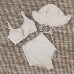 2024 Estilo INS Nuevo traje de baño de tres piezas Mujeres Estilo coreano Corea Purple Purple Alta Spring Hot Swimsuit Bikini para traje de baño de estilo coreano para bikini de cintura alta