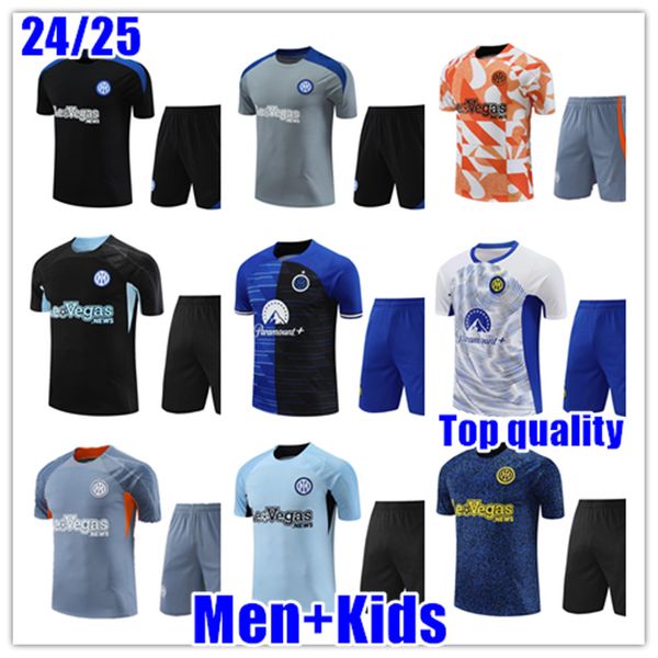 2024 Inter Survêtements Chandal Futbol Soccer LAUTARO MILANO Combinaison d'entraînement 23 24 Milan Soccer Jersey Camiseta DE FOOT Costume à manches courtes hommes et enfants Sportswear