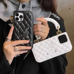 2024 iPhone 15 Pro Max Cases Women Crossbody Lederen Telefoon Designer iPhone Case Apple iPhone14 Pro Max 13 12 14 Plus Wallet Card Holder Cases Cover Shoulder Chain