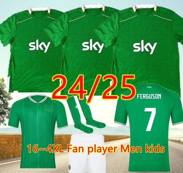 2024 Irlande Accueil Green Soccer Jerseys Cup Kids Kit DOHERTY DUFFY 23 24 25 Tops de l'équipe nationale Tee Egan Brady Keane Hendrick McClean Gardien de but Hommes Enfants Maillot de football
