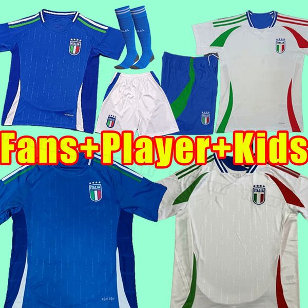 2024 Italie Soccer Jerseys Fans Player Version Maglie Da Calcio TOTTI VERRATTI CHIESA Italia 24 25 Hommes Football Chemises T LORENZO Homme Uniforme hommes enfants kits