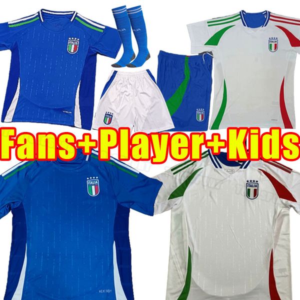 2024 Italia camisetas de fútbol Italia 24 25 Fans Player versión Maglie da calcio VERRATTI CHIESA GNONTO camiseta de fútbol T LORENZO PINAMONTI POLITANO GRIFO hombres niños kits