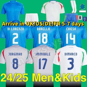 2024 Italië TH Anniversary Soccer Jerseys Player -versie Maglie da calcio Totti Verratti Chiesa Italia24/25 voetbal shirts mannen set kindersetuniform