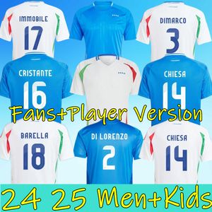 2024 Italys 125 ans Anniversaire de football Jerseys Joueys Version Maglie da Calcio Totti Verratti Chiesa Italia 23 24 Football Shirts Men Set Kids Kit Kit