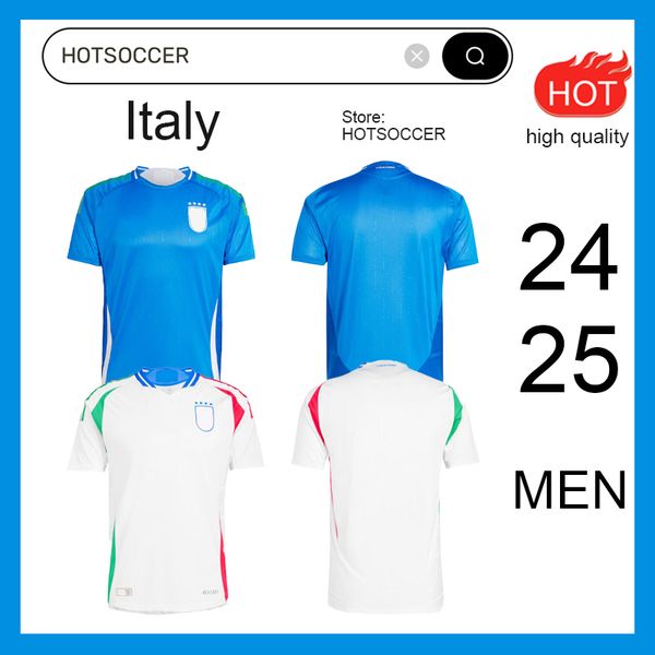 2024 Italia 125 años Aniversario Camisetas de fútbol Versión del jugador Maglie Da Calcio TOTTI VERRATTI CHIESA Italia 23 24 Camiseta de fútbol Conjunto para hombres Kit para niños Uniforme HOTSOCCER