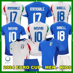 2024 Maillots de football Euro Italie à domicile 2023 2024 Maillots italiens SCAMACCA IMMOBILE CHIESA 23 24 Maillots de football RASPADORI JORGINHO BARELLA Maglia Italiana