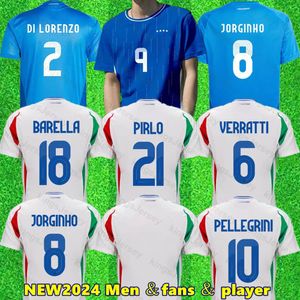 2024 Italies Jersey Scamacca Immobile Chiesa The National Team Soccer Jerseys Football Shirts Raspadori Jorginho Barella Bastoni Maglia National Team Men Kid Kit Kit