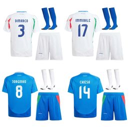 2024 Maillot de football Italie Jorginho Insigne Verratti Bonucci Hommes Enfants Kits de football Chemises de football Chiesa Chiellini Pellegrini Italia 125 ans Anniversaire