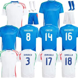 2024 ITALYS SOCKER JIRES 24 25 SCAMACCA Immobile Chiesa Football Shirts Raspadori Jorginho Barella Bastoni Verratti Euro Cup National Team Men Kids Kit Uniform