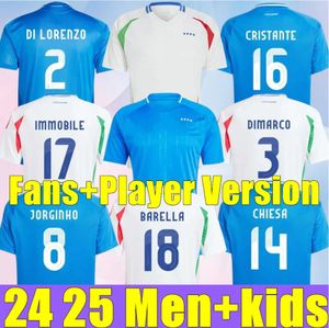2024 Italys Soccer Jerseys Italian Jersey Scaca Immobile Chiesa Football Shirts Raspadori Jorginho Barella Bastoni Verratti Italiana Euro Cup Team Team Team