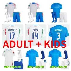 2024 Italiaanse voetbalshirts Italiaanse jersey SCAMACCA IMMOBILE CHIESA voetbalshirts RASPADORI JORGINHO BARELLA VERRATTI Maglia Italiana nationale volwassen kinderkit