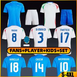 2024 Italys Soccer Jerseys Maglie Euro Cup 24 25 Italia Chiesa DiMarco Frattesi Immobile Raspadori Jorginho Barella Bastoni Verratti Football Shirt Kit Kit Kit