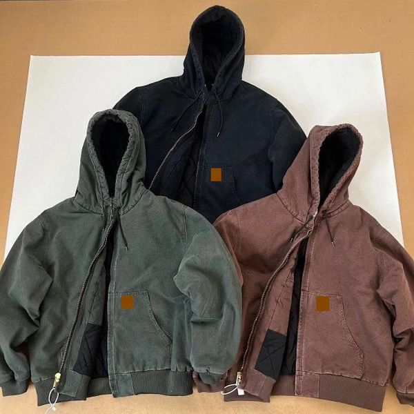 2024 Chaquetas Diseñador Hombres Hombres Invierno Zip Hood Chaqueta Vintage Industria Pesada Lavado Lona Espesada Clip de algodón para frío y calor Protec