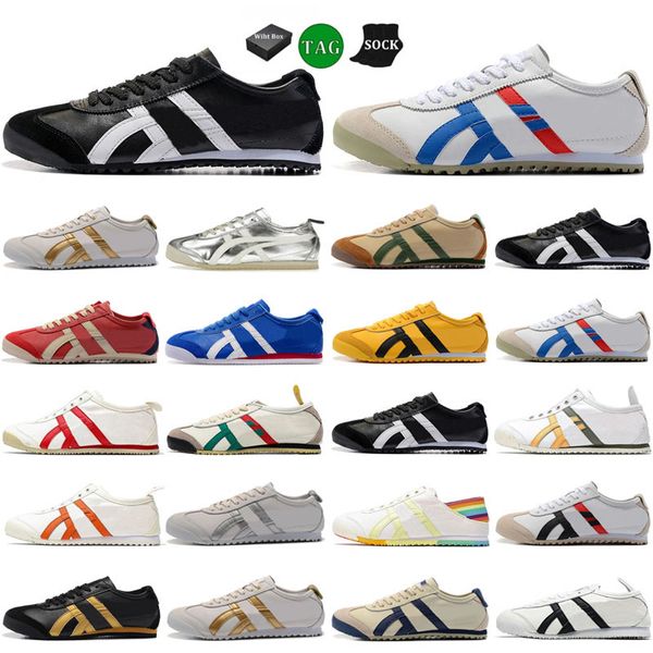 2024 Japa Tiger Mexico 66S Seakers de style de vie Wome Me Desigers Cavas Chaussures noir blanc rouge jaune beige basse-voyageurs à liceau à liceau / vert 36-46