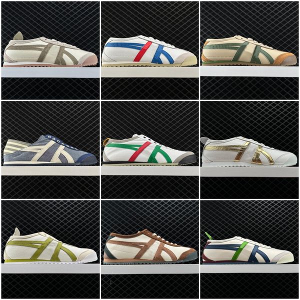 2024 Japón Tiger Birch Sneakers México Off 66 Mujeres Hombres Diseñadores Estilo de vida Zapatos de lona 66 Rojo Amarillo Beige Entrenadores bajos Slip-on Mocasín Verde Moda