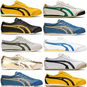 2024 Japón Tigre México 66S Estilo de vida Zapatillas de deporte Mujeres Hombres Diseñadores Zapatos de lona Negro Blanco Azul Rojo Amarillo Beige Zapatillas bajas SLIP-ON Mocasín BIRCH / GREEN Moda